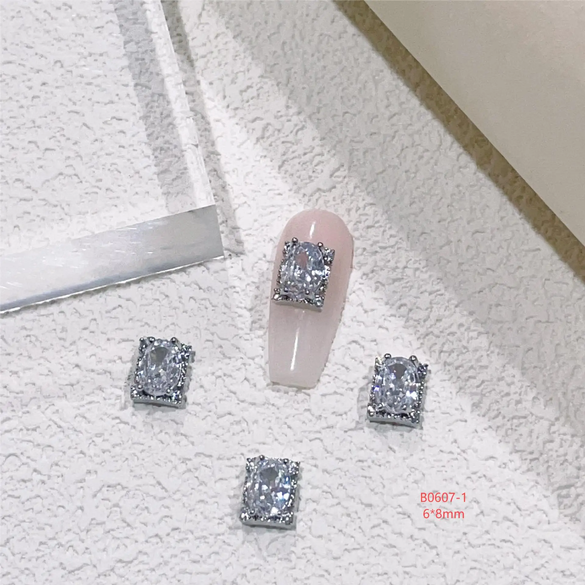 5 قطعة قصر الرجعية الزركون الأظافر جولة مربع الزهور نمط اللؤلؤ والمجوهرات الماس الفن اكسسوارات مسمار DIY الزينة #3