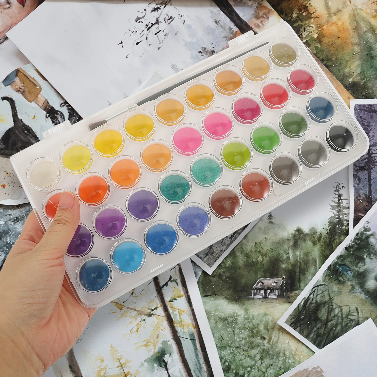 1 مجموعة 1 مجموعة مجموعة الطلاء بالألوان المائية المحمولة السفر المائية عدة للرسم في الهواء الطلق أصباغ اللوحة خفيفة الوزن لوازم الفن #1