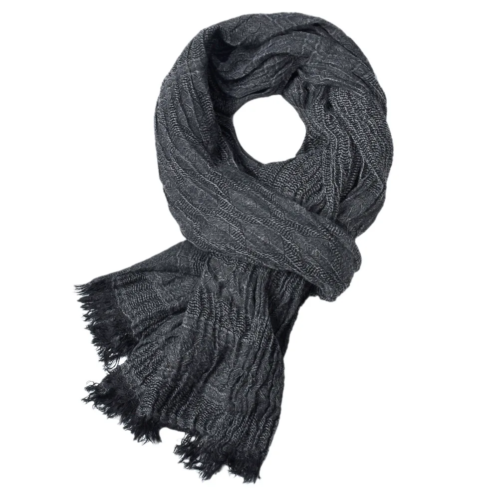 Fashion Brand Autumn Winter Men Scarf Cotton Linen Warm Pashmina Tassel Long Stole Bufanda Shawl Casual Men\'S Scarves