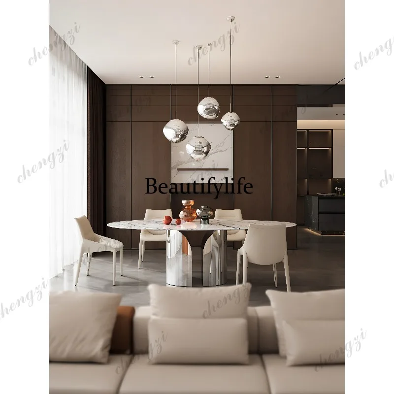 Imported natural luxury stone dining table marble dining table Italian minimalist high-end customization