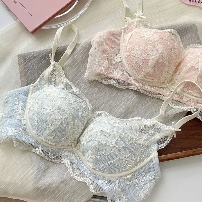French-style Lace New-style Lingerie - Cute Back Design, Gathers and Lifts Bra