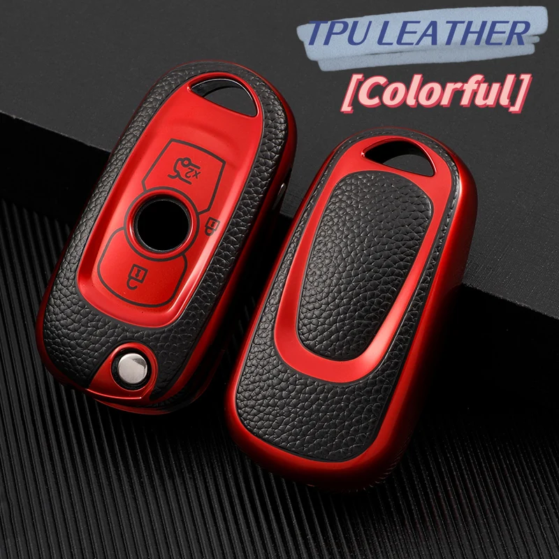 Leather TPU Car Key Case Cover For Opel Vauxhall Astra K Corsa E For Buick Verano ENCORE GX GL6 Folding Keys Shell Accessories