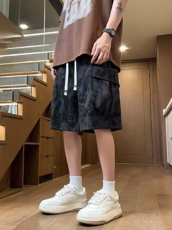 

Tie-Dye Camouflage Work orts Men Summer Thin American Retro Beach Pants Loose Casual Five-Quarter Sports Pants