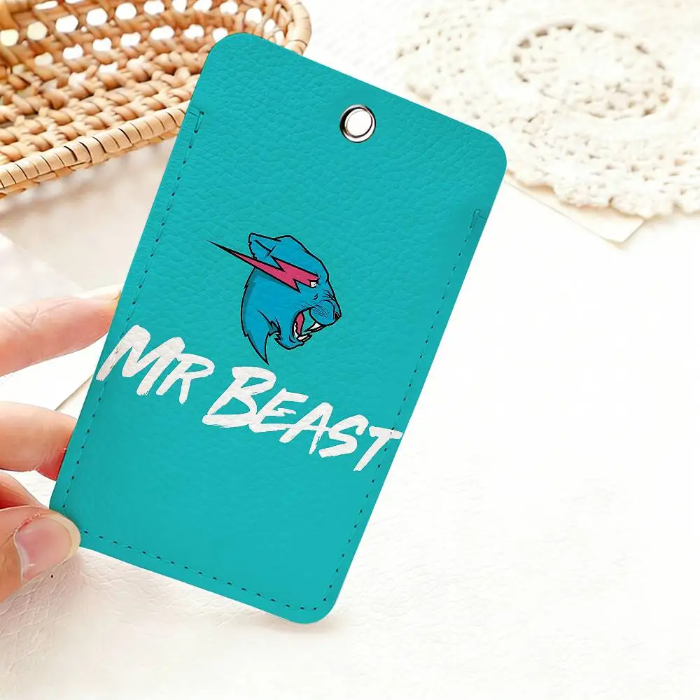 Game Blogger Mr-Beasts Style PU Access Card Holder with Keychain - Executive Protection for Bank card,Subway, Bus Card case