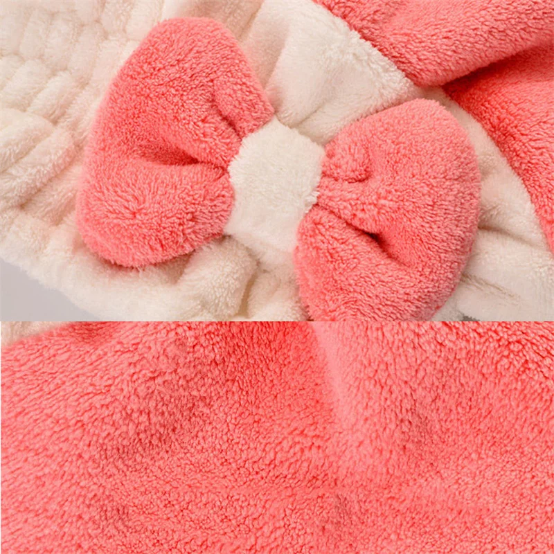 Cute Coral Velvet Hair Drying Towels Super Absorbent Hair Towel Cap Quick Dry Head Wrap Shower Cap For Wet Hair