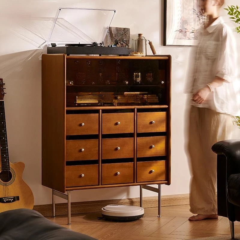 

Solid wood cherry wood, nine chest cabinets, living room display shelves, Nordic side cabinets, storage lockers