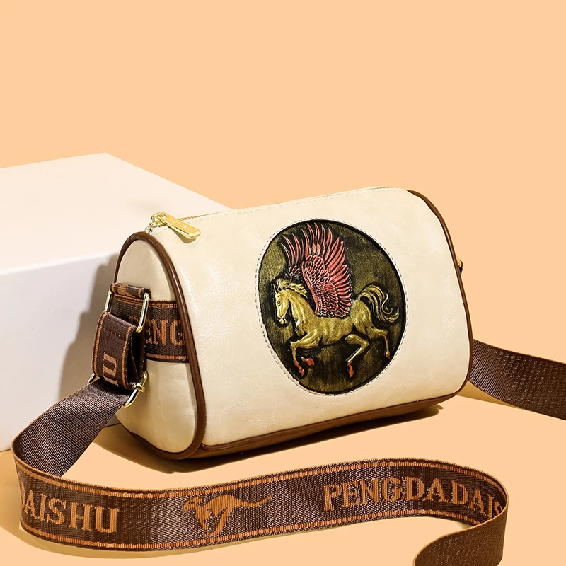 Luxury Bags Hand Painted - Bolso Bandolera de Cuero Grabado con