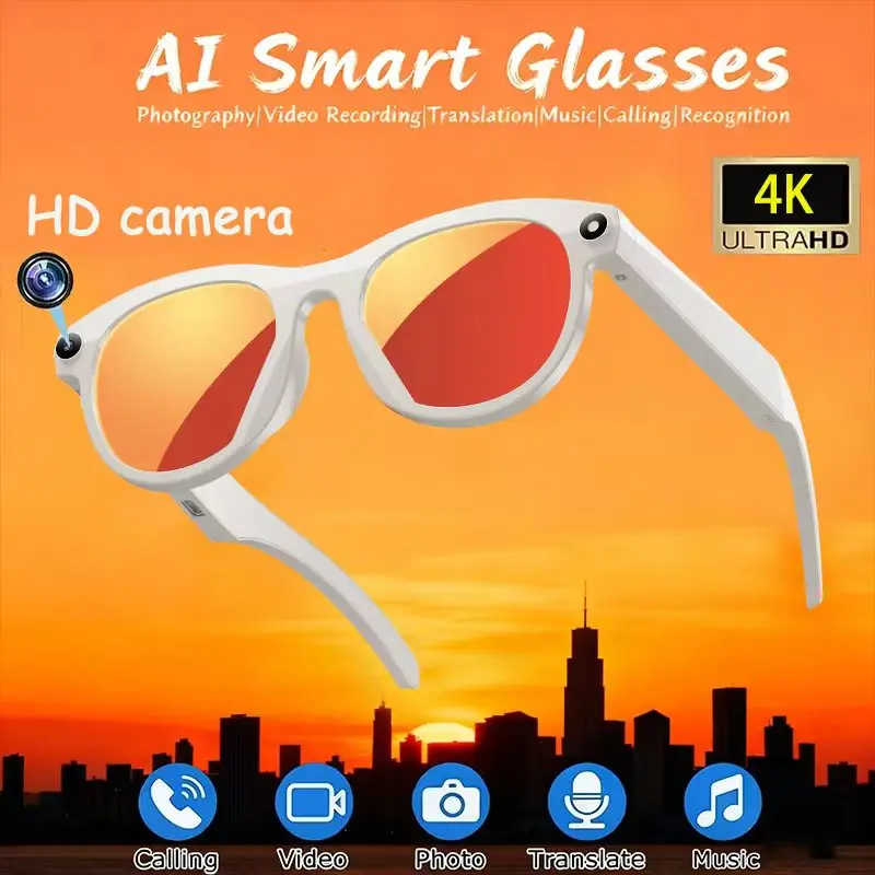 

2026 For Xiaomi GPT 200MP Camera Bluetooth Call 4K HD AI Smart Glasses Chat 290Mah Battery Voice Assistant Control Smart Glasses