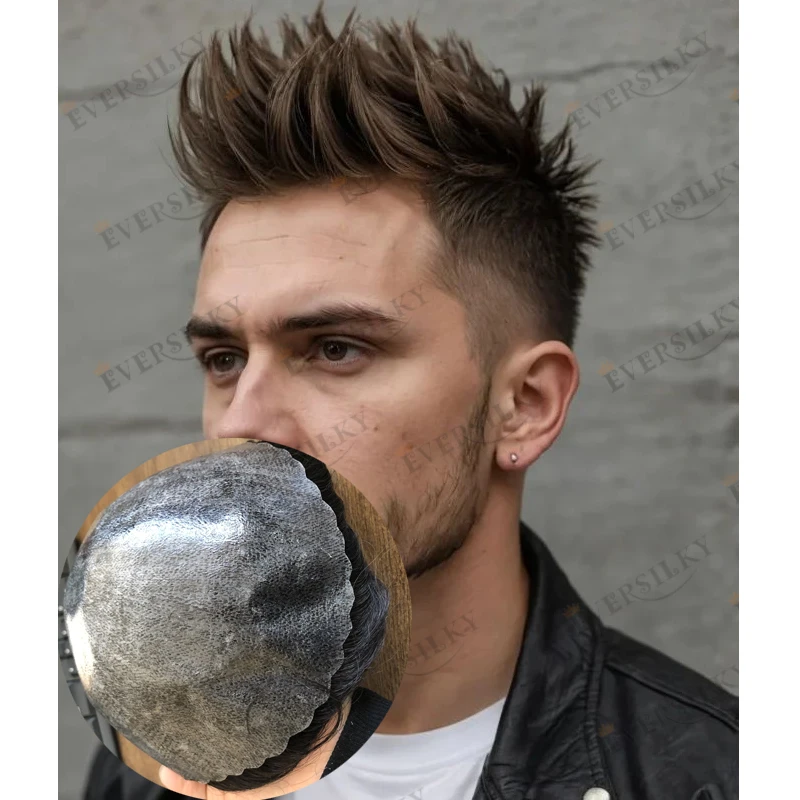 

Европейские 100% человеческие волосы, мужские шиньоны, система, протез, капиллярная тонкая кожа, полиуретановая основа, мужской парик, натуральная линия волос, коричневый, блонд