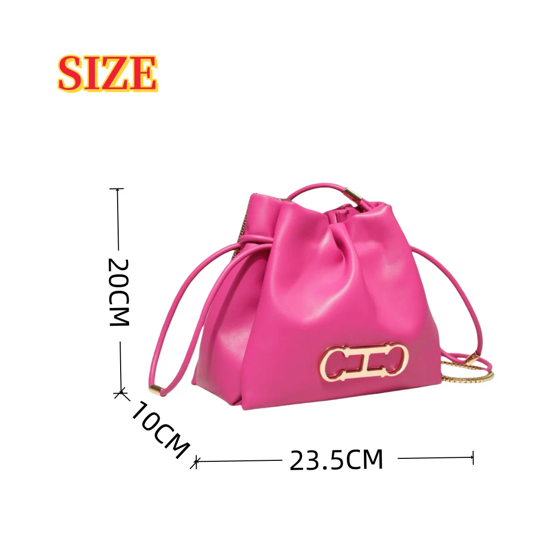 CH Modische Trendige Buchstaben-Bucket-Bag Pendler Casual Schulter-Umhängetasche Leichter Luxus Damenhandtasche – Detail 11