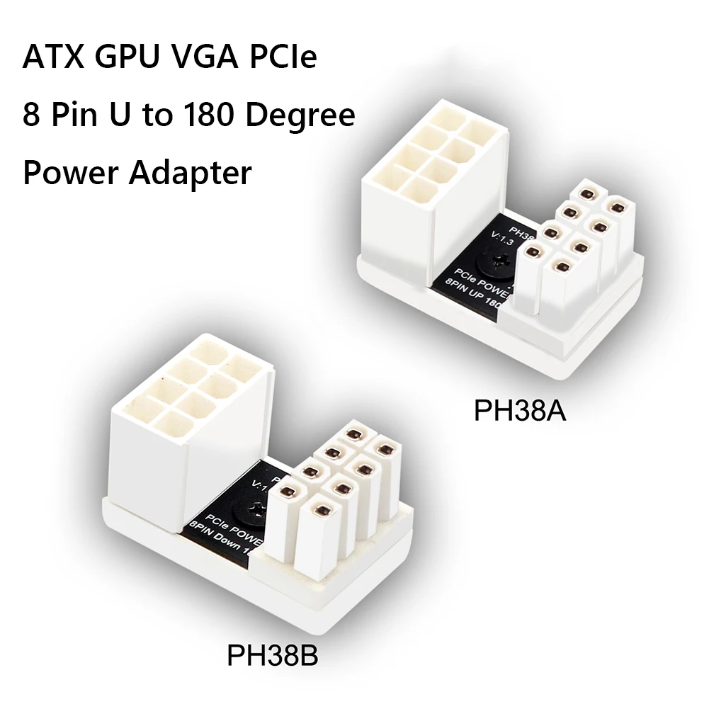ATX GPU VGA PCIe 8 Pin 6Pin Male Power Adapter Elbow Head for Desktop Graphics Video Card GPU Reverse Type Connector Accessories