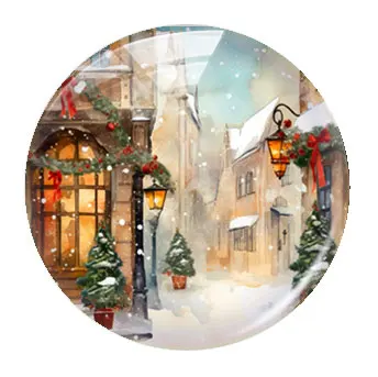 Ręcznie robione Boże Narodzenie X-mas Winter Street Snow Photo Glass Cabochon Charms Flatback Demo Flat Back Cameo For Diy Jewelry Making