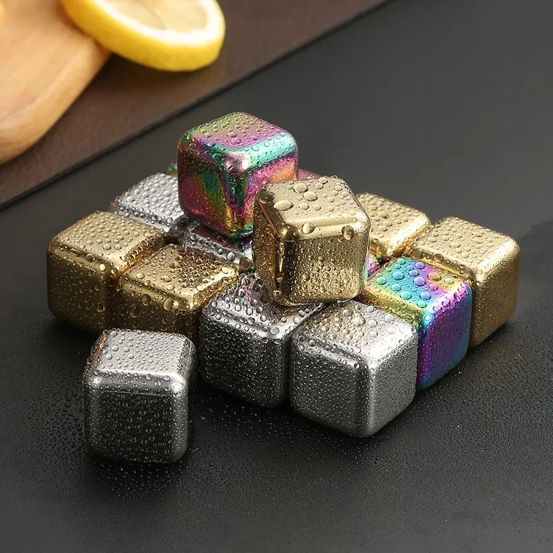 

4Pcs/Set Stainless Steel Ice Cubes Set Reusable Whiskey Stones Ice Cubes Vodka Wine Beer Liqueurs Home Party Bar Chiller Tools