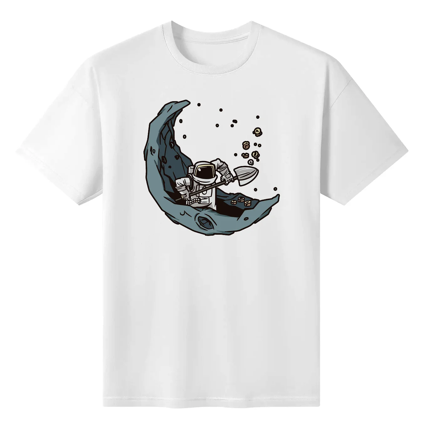 Men T-Shirts Astronaut Crypto Bitcoin Crypto Moon Novelty 100% Cotton Tees Short Sleeve T Shirt Round Collar Clothing Plus Size