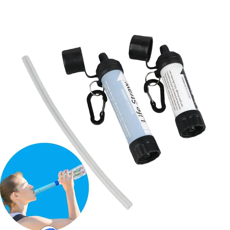 1set Personal Straw Water Filtration System Outdoor Filter Emergency Survival Purifier for Camping Hiking Climbing