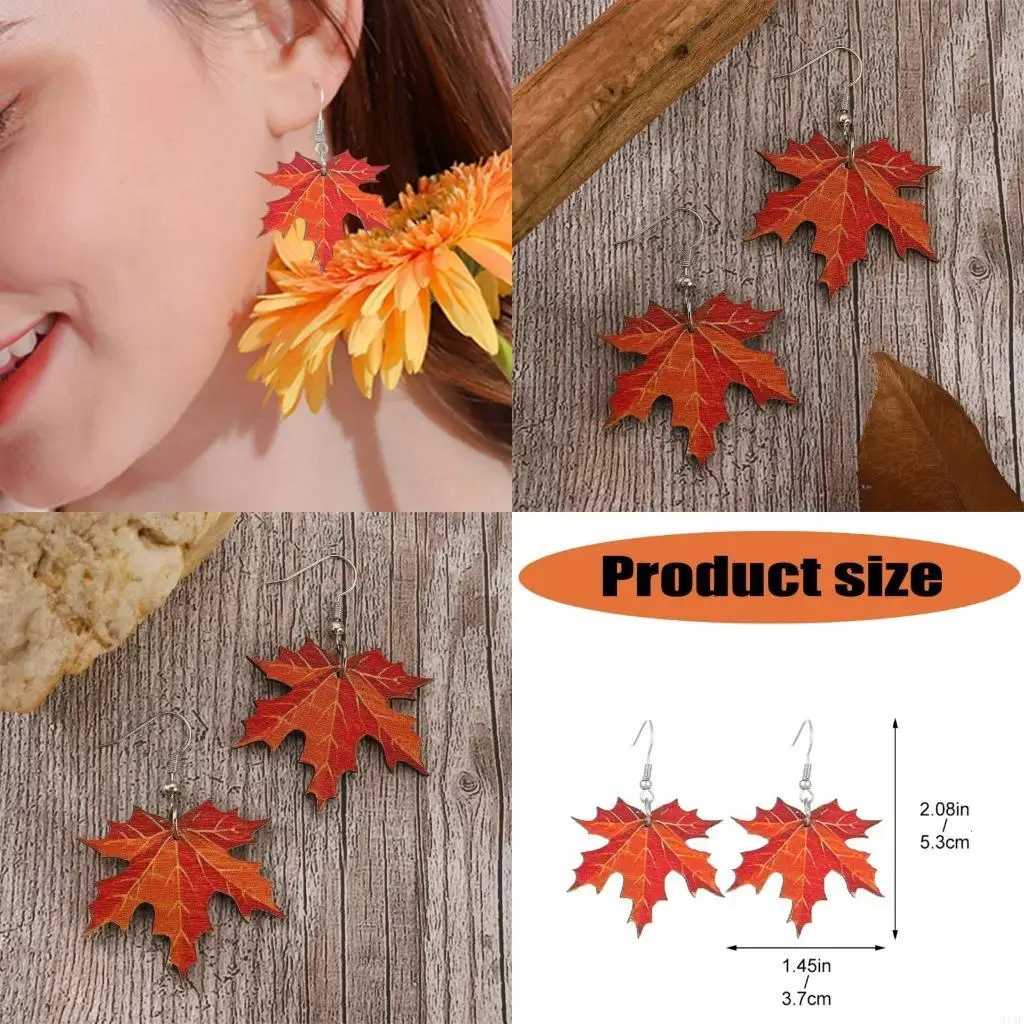 91AF Autumn Maple Dangle Earrings Earrings Novelty Plant Jewelry for Women and Girls Nature Series Present