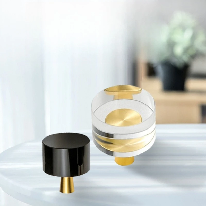 2Pcs Gloss Crystal Brass Cabinet Knob, European Round Single Hole Luxury Furniture Handle for Wine Cabinet Bookcase Drawer