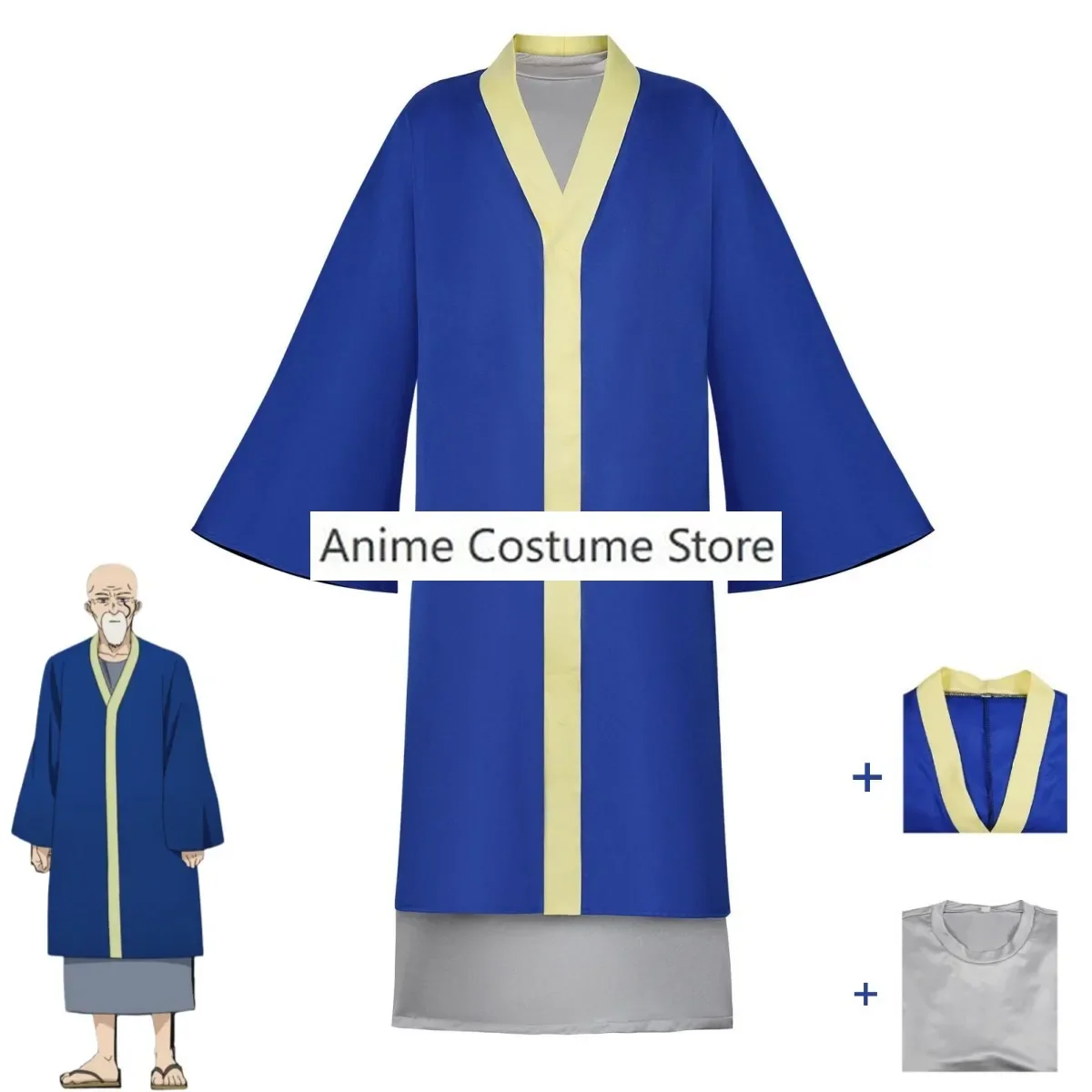 Anime Mashle: Magic and Muscles Mash BurnedeadFoster Father Cosplay Costume Taoist Robe Blue Cape Adult Man Halloween Suit