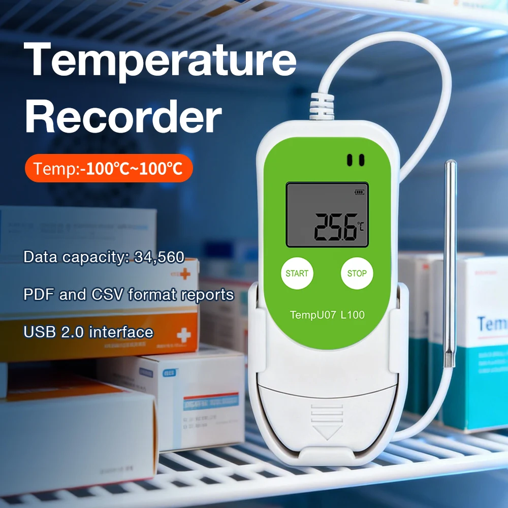 

USB-регистратор температуры и влажности PDF на 34560 точек с ЖК-дисплеем для холодильных цепей и складов