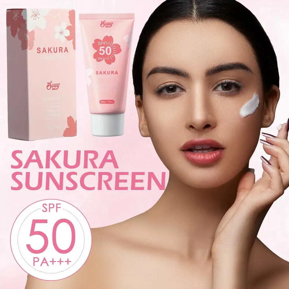 Corpo facial sakura protetor solar rosto maquiagem primer protetor solar creme protetor de pele controle de óleo hidratante spf50 pa +++ base de maquiagem