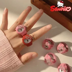 Sanrio Hello Kitty Ring Personalized Girl Finger Watch Cute Women Watch Ring Jewelry Children Toys Birthday Xmas Gift for Friend