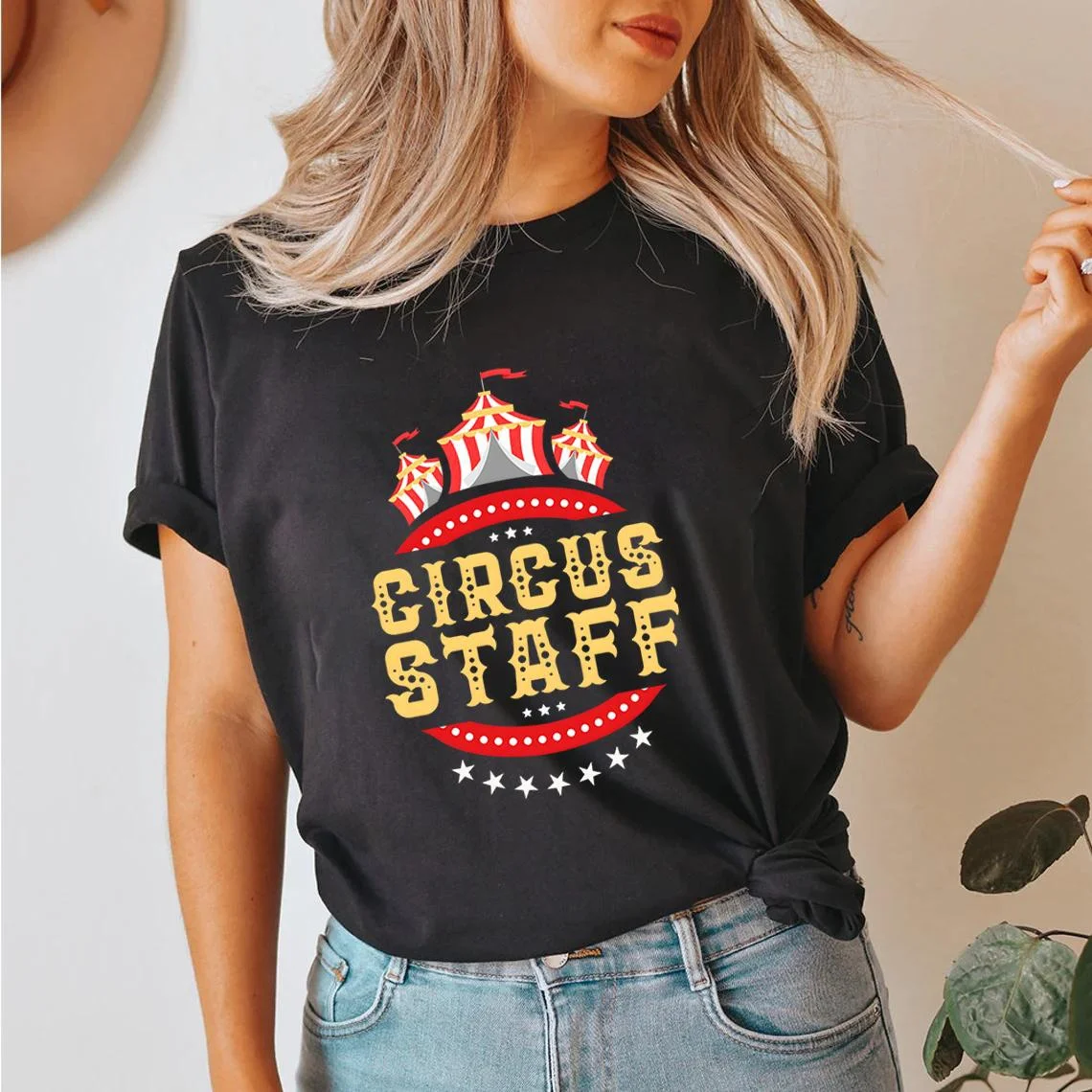 Circus Staff Print T Shirt Summer Casual Short Sleeve Tee Fashion Loose T Shirts