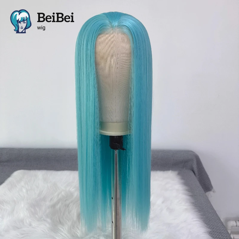 Mint Wig for Women Long 13*4 Straight Synthetic Lace Front Wig High Quality Light Blue Hair Wig Lace Front Wigs Cosplay Pelucas