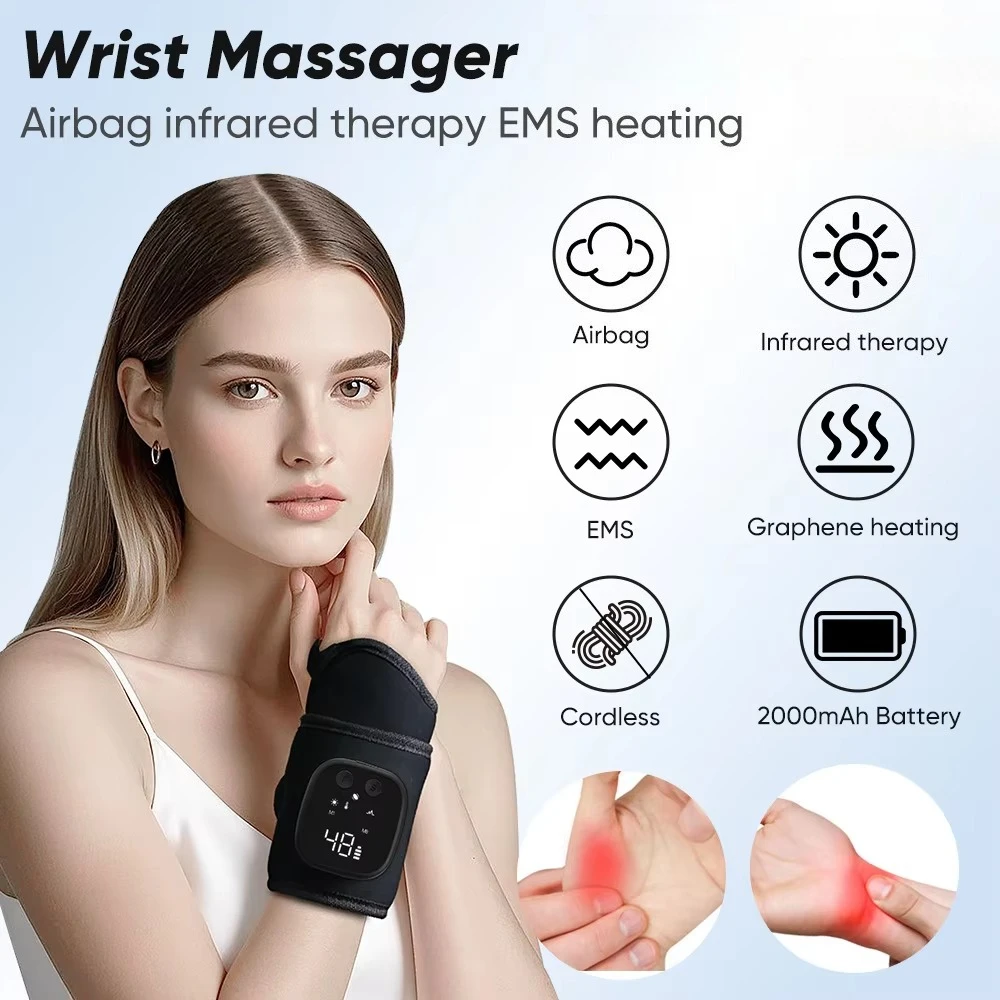 Heated Wrist Joints Brace Heating Pad 4 Level Temperature Wrist Warmer Support Wristbands Rheumatism Tendonitis