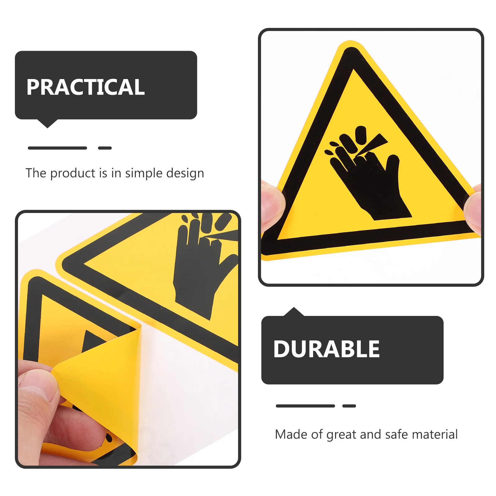 3 Pcs Warning Stickers Risk Sign Safety Labels Machine Caution Decal High Pressure Hand