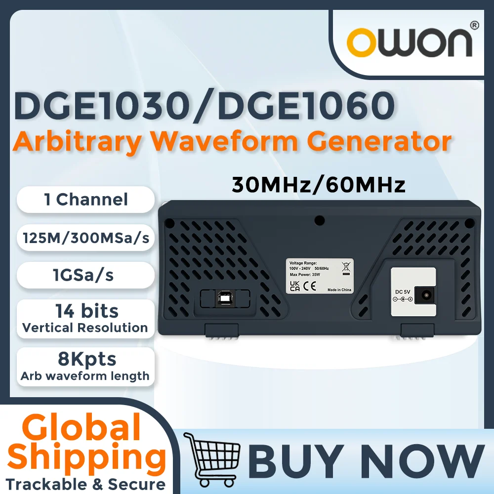 OWON DGE1030/DGE1060 Mini Waveform Generator 14-bit 30/60MHz 8K Arb AM FM PM FSK Modulation SCPI Supported