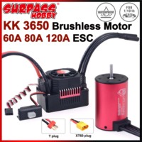 Surpass Hobby KK 3650 7700/6900/4500/3600/3100KV 3.175mm Waterproof Brushless Motor 60A 80A 120A ESC for 1/10 RC Car Truck Drift