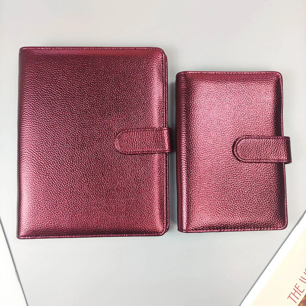 A5 A6 เนื้อโลหะ PU หนัง DIY Binder Photocards รวบรวมหนังสือ Diary Agenda Planner Bullet ปกอัลบั้มเครื่องเขียน