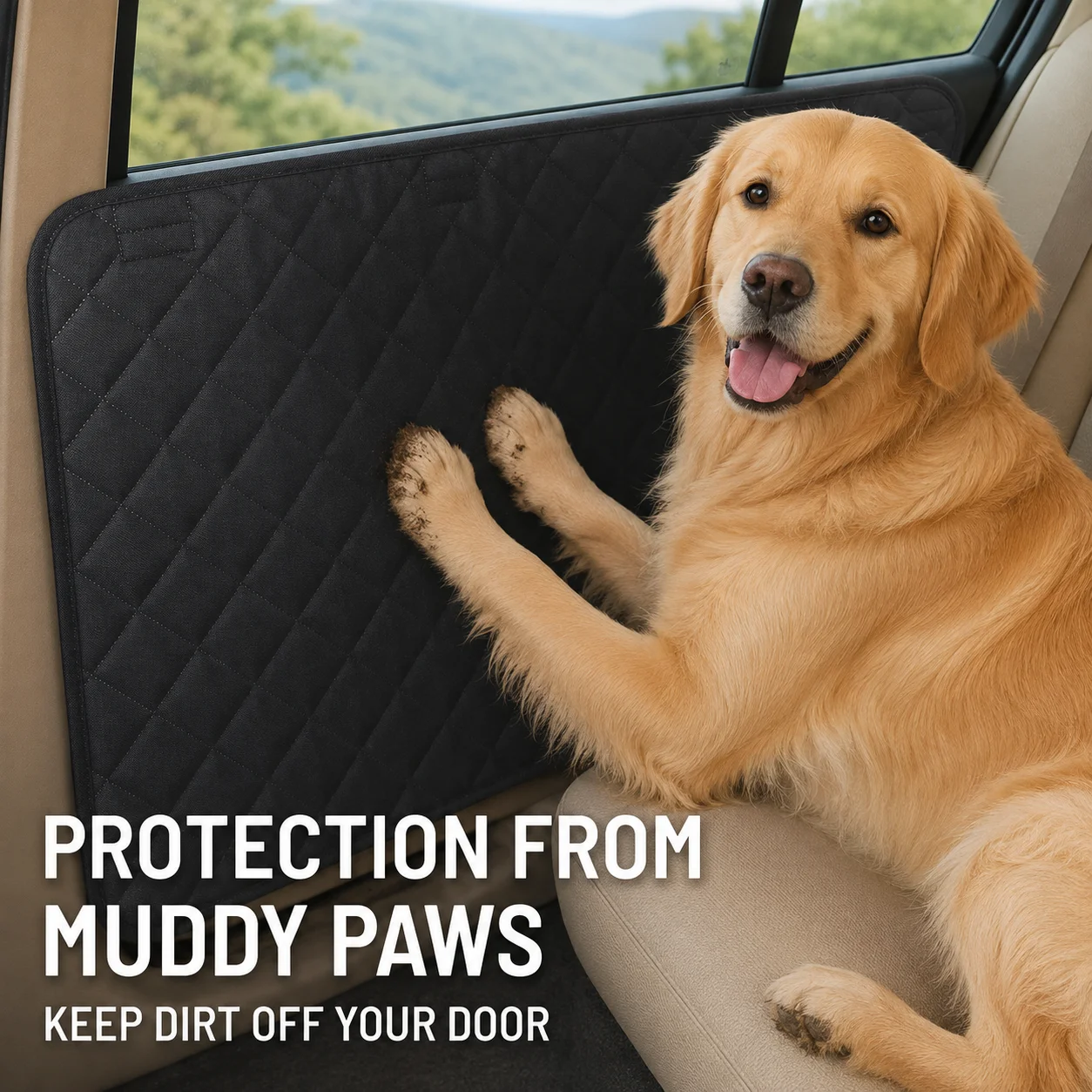 2PCS Waterproof Dog Car Door Protector Pet Door Cover for Muddy Paws Dirt Hair Drool Scratch Guard Cars SUVs Trucks