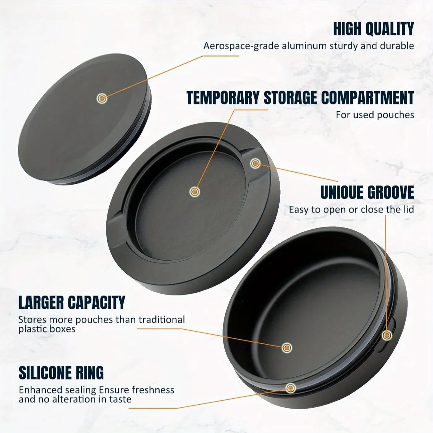 صندوق تخزين التبغ معدني 72 مللي متر حاوية تخزين السفر المحمولة القصدير سنوس علب الألومنيوم أسود اللون 3 طبقات صندوق السعوط ل Snus #2