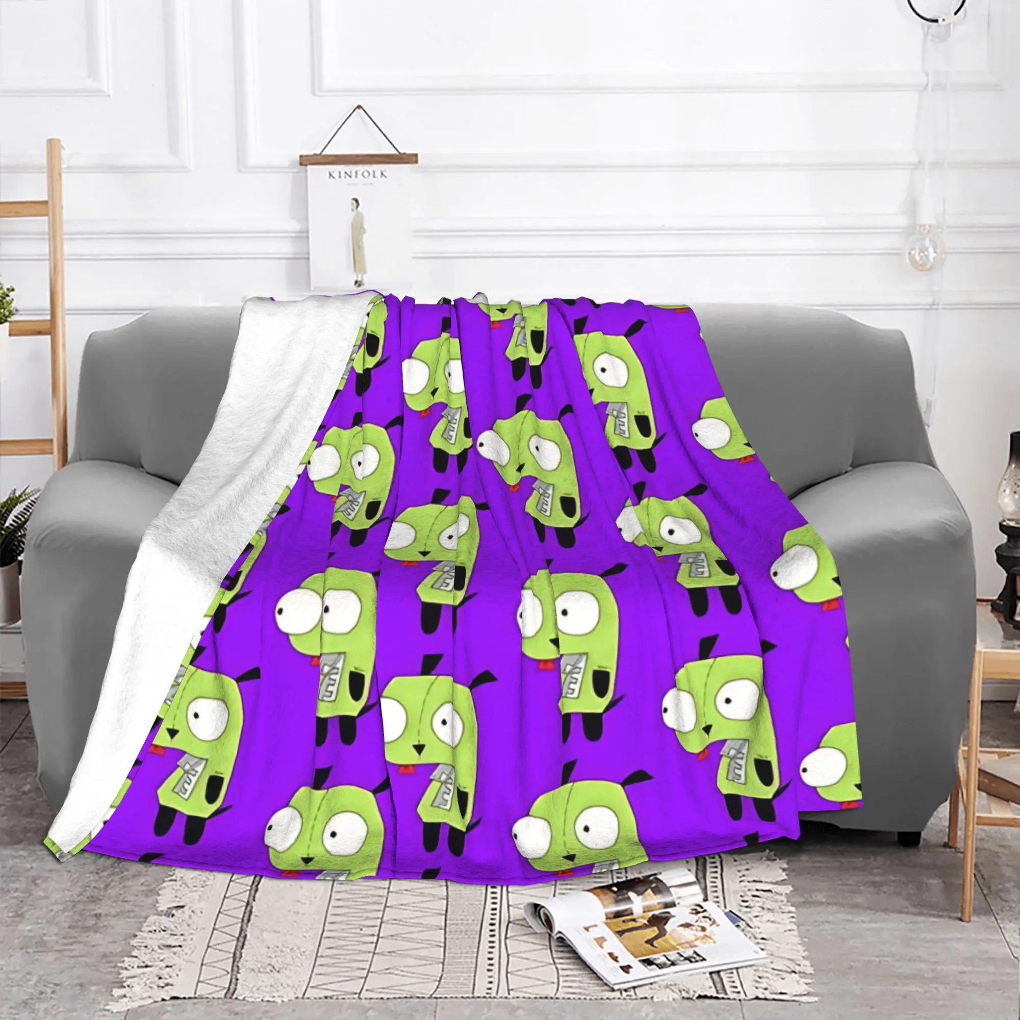 1PC Home Cutecore robot sidekick  Invader Zim Blanket Super Cosy Plush Home Living Room Sofa Halloween