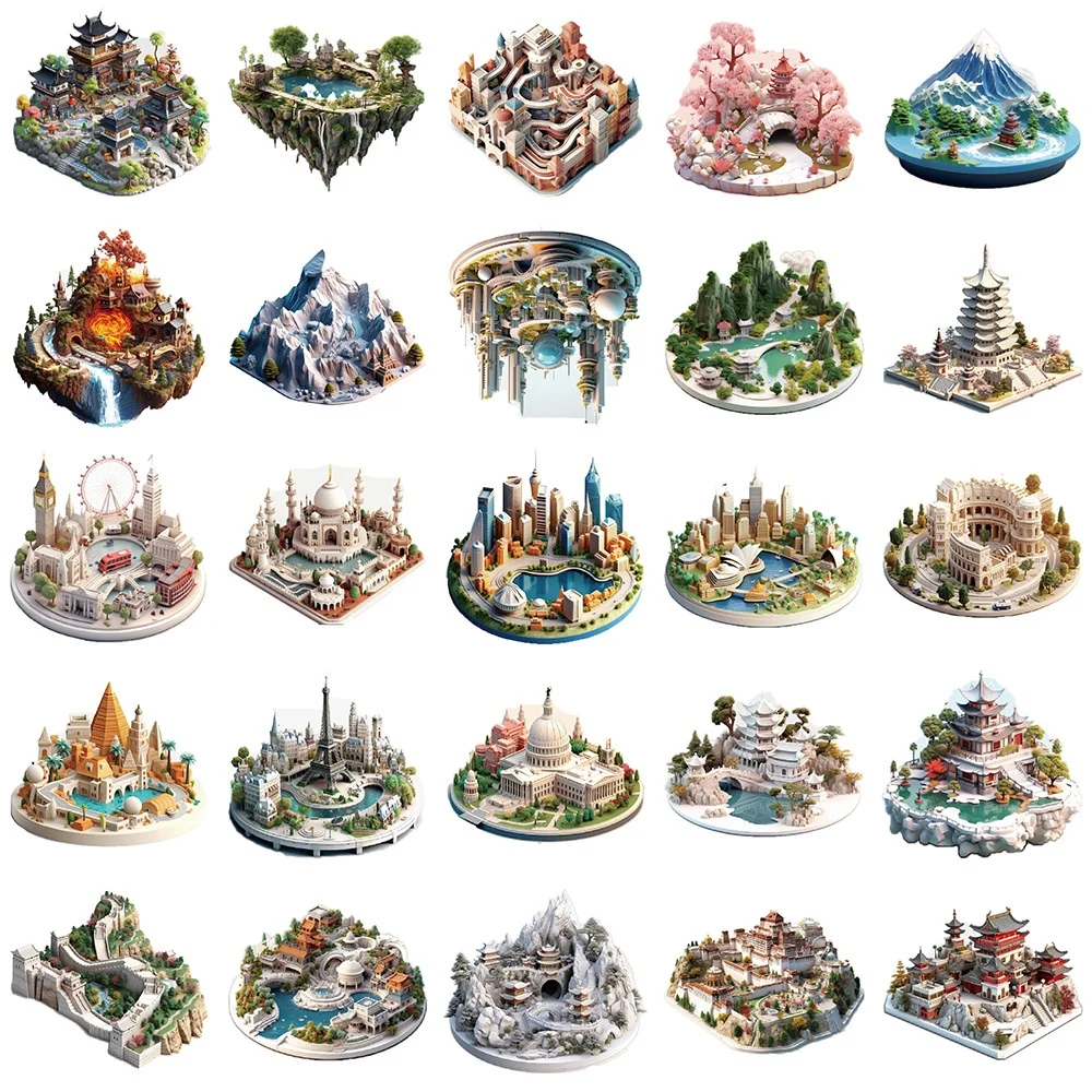 50 قطعة الكرتون ثلاثية الأبعاد العالم الصغير ملصقات الفن للأمتعة جراب هاتف المحمول دفتر الشارات الاطفال هدية BulingBulingStickers مخزن #4