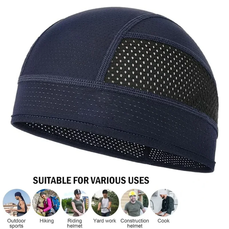Cycling MTB Racing Under Helmet Inner Headwrap Quick Dry Breathable Mesh Skull Beanie Cap Running Hiking Sports Absorb Sweat Hat