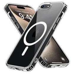 For iPhone 16E iPhone16E SE 2025 SE4 5G Case For Magsafe Magnetic Wireless Charging Clear Protective Shockproof Back Cover