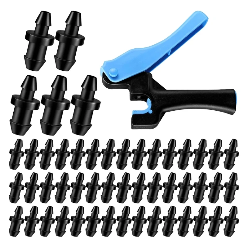 Irrigation Tubing Hole Tool Set, Manual Hand Tool with 50 Included Pieces for Garden Line Installation and Watering KXRE