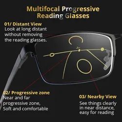 Photochromic Progressive Reading Glasses Multifocal Chameleon Sunglasses Men Women Anti Blue Ray For Computer Work Eyewear Frame