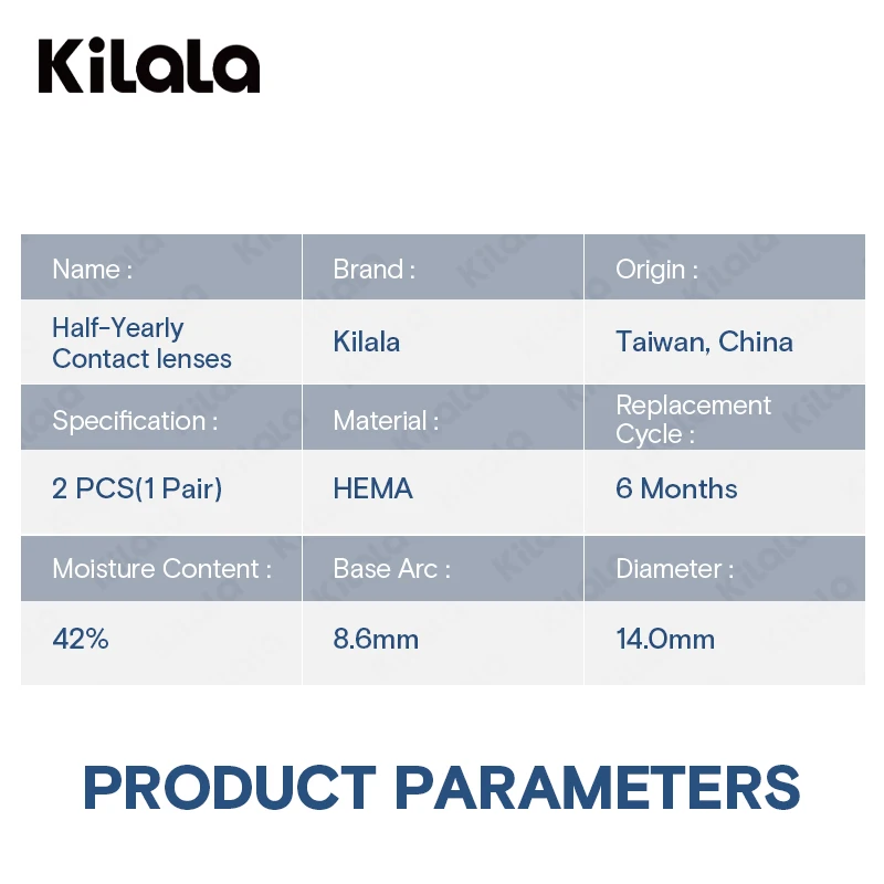 Kilalaコンタクトレンズセット2個6ヶ月近視眼鏡用レンズビジョン視度補正度-1に10のための適切なドライアイ