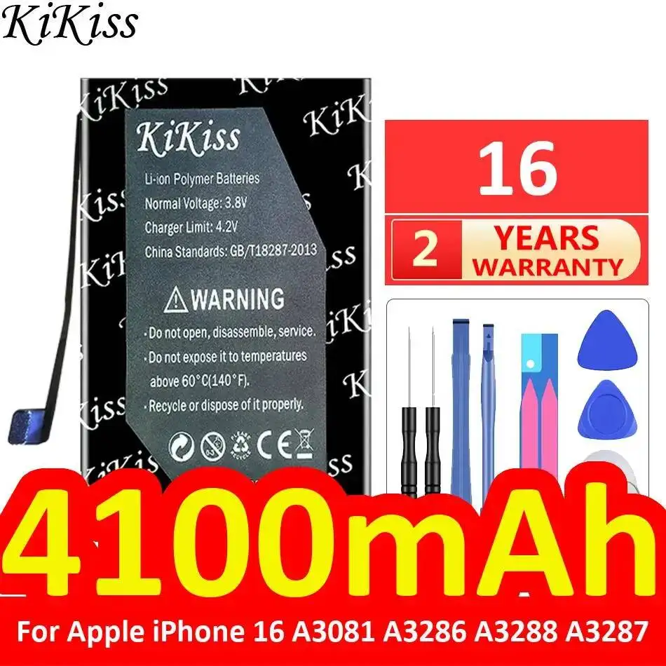 Mobile Phone Battery High-Capacity For Apple iPhone 16 A3081 A3286 A3288 A3287 4100mAh
