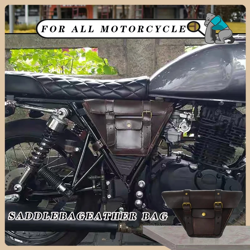 

Universal Vintage Motorcycle Saddlebageather Bag Storage Tool Pouch MotorbikeWater Bag Mutt Mash125 mash250 Side Bag Cover