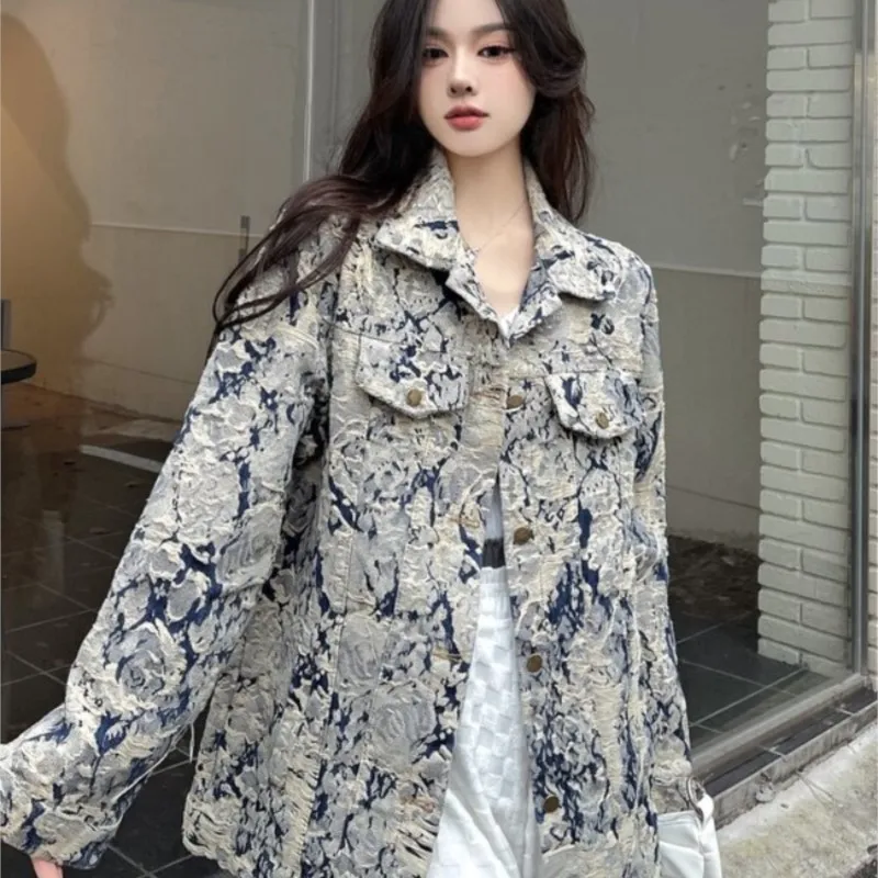 

Coat Women's Retro Jacquard Design Sense Niche Loose All-Matching Top