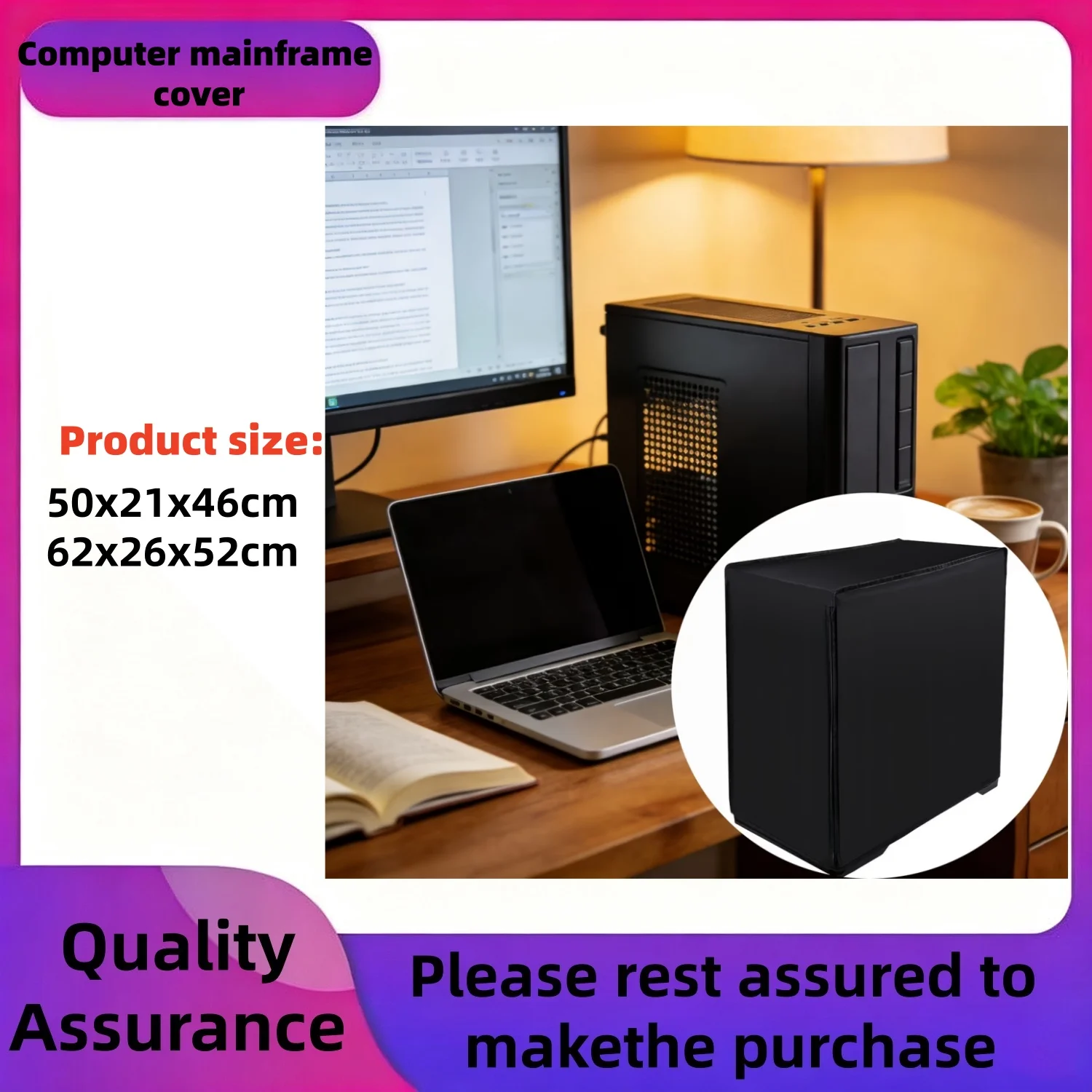 Dual-Sided Computer Dust Cover , Gaming Computer Desktop PC Mid-Tower Jacket Protector, Computer Dust Cover,(Only Cover)