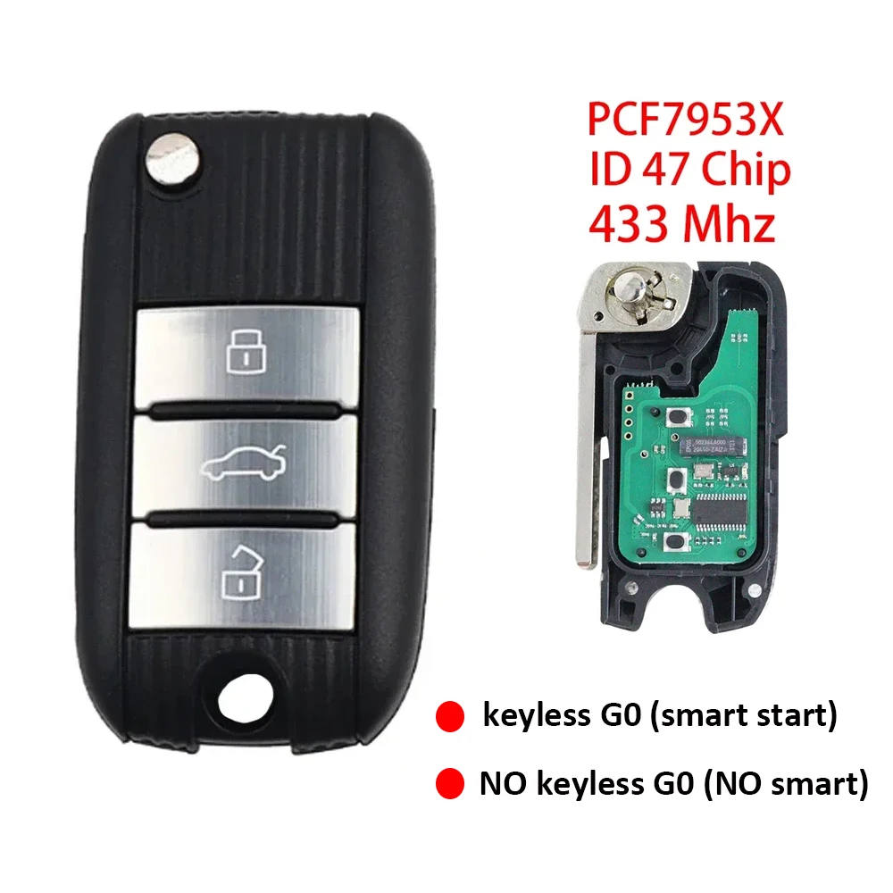 433 Mhz PCF7961X ID47 Chip Car Remote Key Fob for Roewe RX5 MG3 MG5 MG6 MG7 MG 3 5 6 ZS GT GS Morris Garages HS EV I6 2017-2021