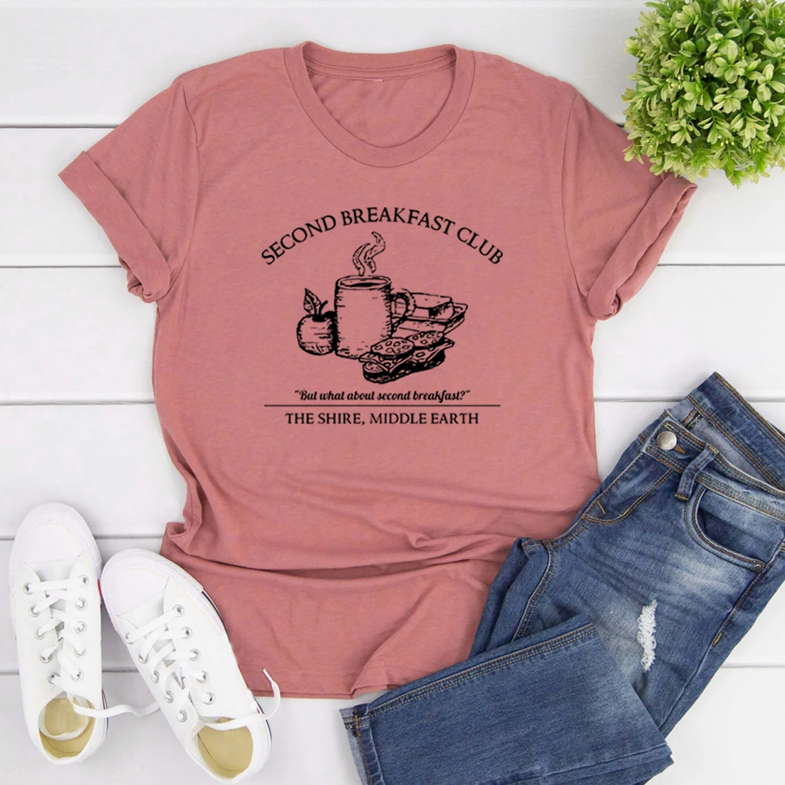 Second Breakfast T-shirt Movie Series Tshirt Unisex Short Sleeve T-Shirt Vintage Tees Literature T Shirt Top Gifts for Nerds