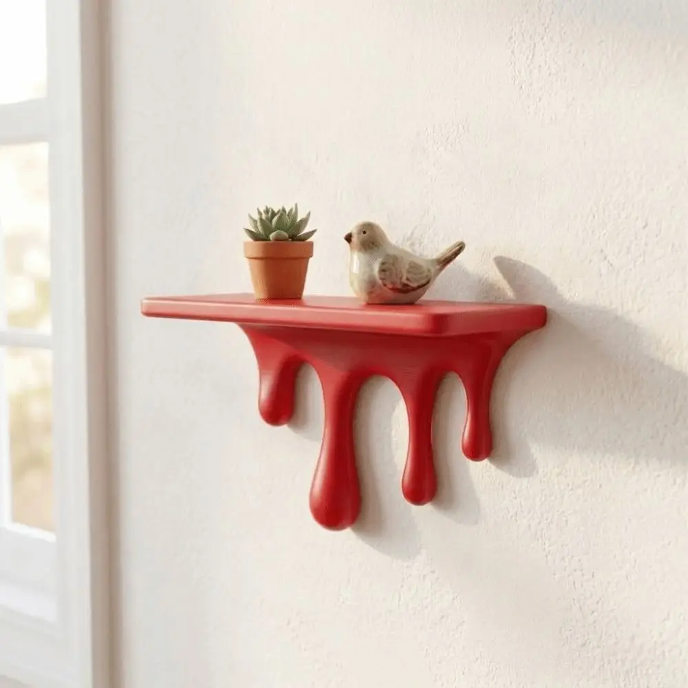 Classic 3D Printed Drip Floating Shelf Plastic Stable Melting Wall Shelf Irregular Shape Artistic Wall Storage Rack Living Room