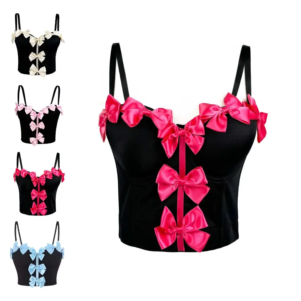 

Укороченный топ с бантом, корсет, бюстгальтер, бюстье, женская мода, сексуальные майки без рукавов на бретелях, топы-трубы, вечерние клубные жилеты, лето 2021, уличная одежда