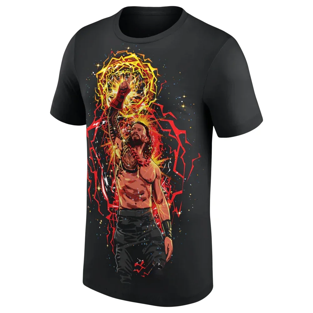 Roman Reigns Aura Cartoon 3D HD All Over Print Quick Dry Breathable Trendy Outdoor Daily Sports Casual Lapel Short Sleeve Top